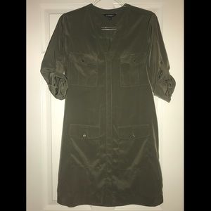 Express olive green button down dress